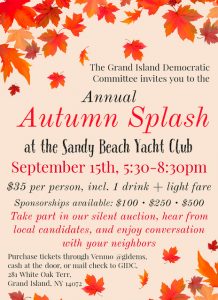 Grand Island Democratic Committee's Annual Autumn Splash @ Sandy Beach Yacht Club