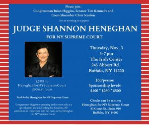 Fundraiser in Support of Judge Shannon Heneghan for Supreme Court @ Buffalo Irish Center
