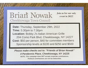 Brian Nowak Cheektowaga Town Council @ Bobby J's Italian American Grille