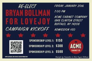 RE-ELECT BRYAN BOLLMAN FOR LOVEJOY CAMPAIGN KICKOFF @ ACME Cabinet Company