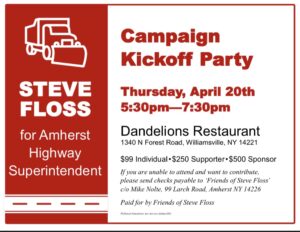 Steve Floss for Amherst Highway Superintendent Campaign Kickoff @ Dandelions Restaurant
