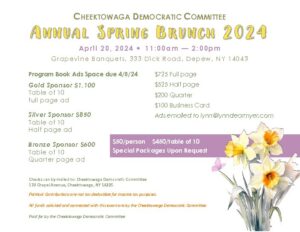 Cheektowaga Democratic Committee Annual Spring Brunch 2024 @ Grapevine Banquets